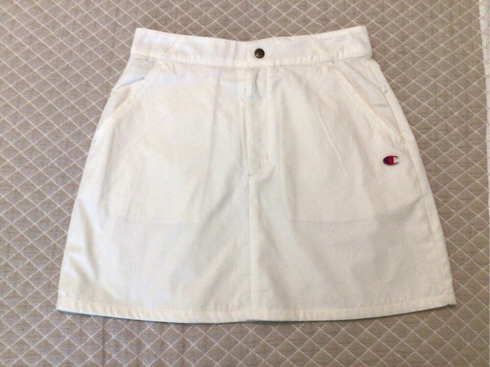 Champion Campus Skirt Off White Cotton A-line Mini 4 NWT